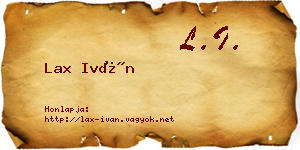 Lax Iván névjegykártya